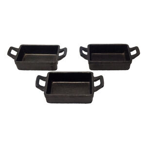 3 Castware 10 oz. Cast Iron Rectangle Handled Mini Servers 4.75" x 3.5"